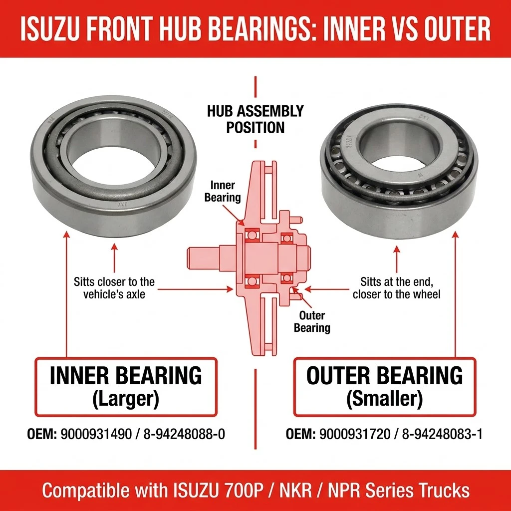 9000931490 8942480880 8981712540 Front Wheel Hub Inner Bearing for Isuzu NKR55 NPR 700P N-Series
