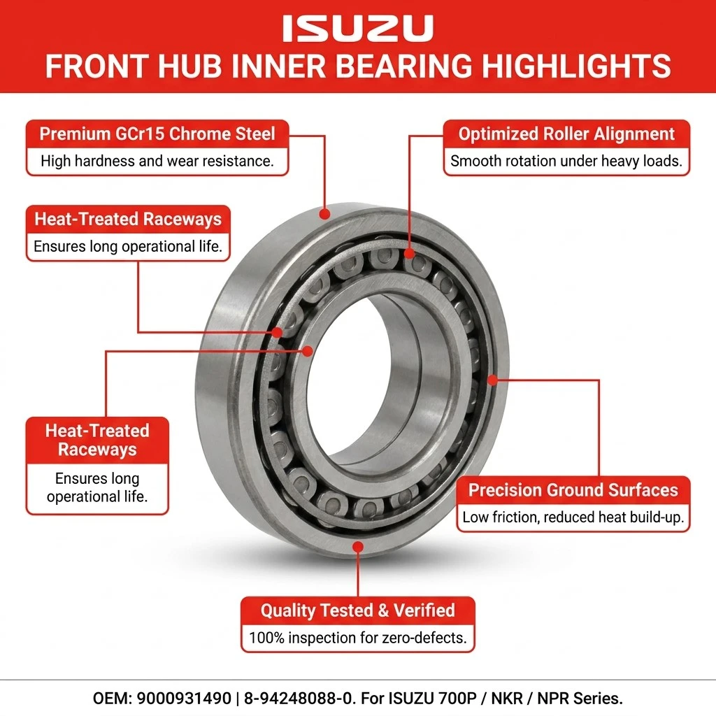 9000931490 8942480880 8981712540 Front Wheel Hub Inner Bearing for Isuzu NKR55 NPR 700P N-Series